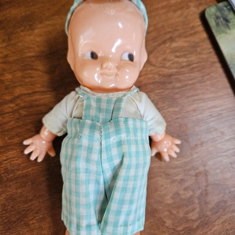 vintage irwin kewpie doll little boy dressed  with hat